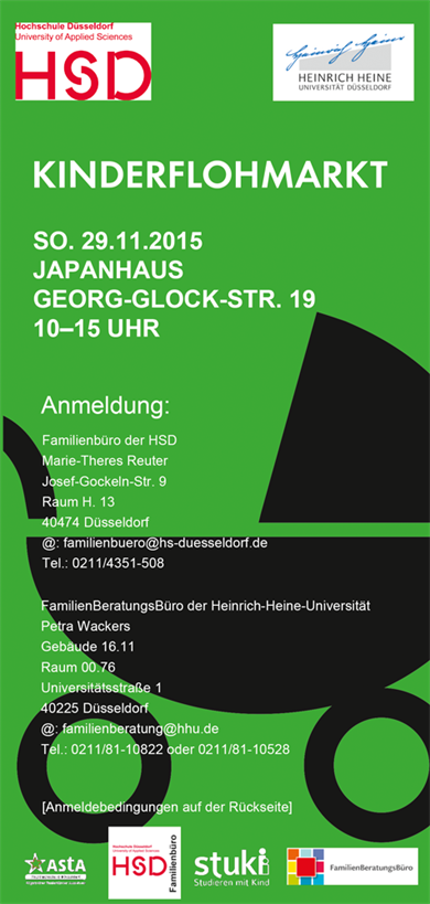 Dieses Bild zeigt die Einladung zum Kinderflohmarkt im Japanhaus der Hochschule Düsseldorf.